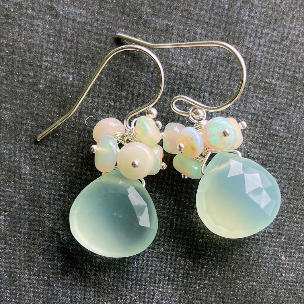 Opal and Chalcedony Cluster Earrings
