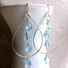 Load image into Gallery viewer, Aquamarine Blue Double Decker Hoops, Metal Options