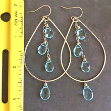 Load image into Gallery viewer, Aquamarine Blue Double Decker Hoops, Metal Options