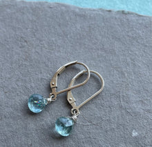 Load image into Gallery viewer, Aquamarine Teeny Leverback Earrings