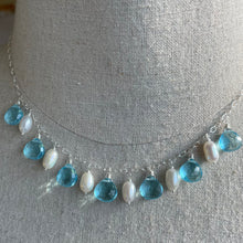 Load image into Gallery viewer, Gilded Age Topaz Blue and Pearl Necklace