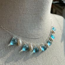 Load image into Gallery viewer, Gilded Age Topaz Blue and Pearl Necklace