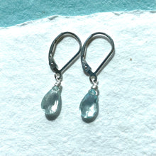 Load image into Gallery viewer, Aquamarine Pear Cut Dangles, Leverback