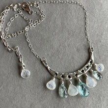 Load image into Gallery viewer, Artisan Aquamarine and Moonstone Necklace, Adjustable
