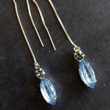Load image into Gallery viewer, Modern Vintage Swarovski Crystal Threader Earrings, Tanzanite Blue