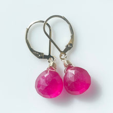 Load image into Gallery viewer, Bright Ruby Pink Dangles, Earwire and metal options
