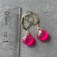 Load image into Gallery viewer, Bright Ruby Pink Dangles, Earwire and metal options