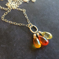 Citrus Trio Step Cut Artisan Pendant Necklace