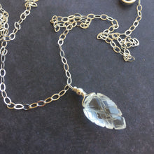 Load image into Gallery viewer, White Topaz Quartz Carved Leaf Necklace