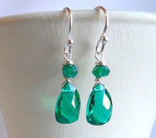 Load image into Gallery viewer, Mini Cleo Goddess Emerald Green Pyramid earrings