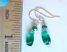 Load image into Gallery viewer, Mini Cleo Goddess Emerald Green Pyramid earrings