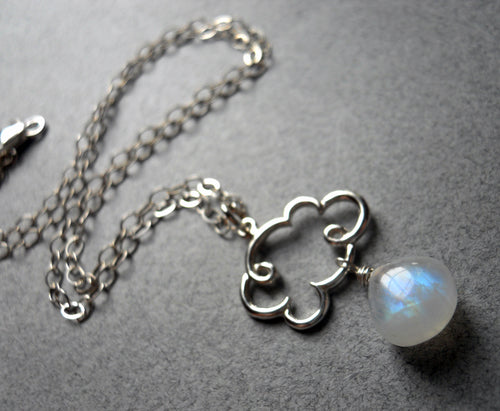 Cloud Charm Necklace with Moonstone
