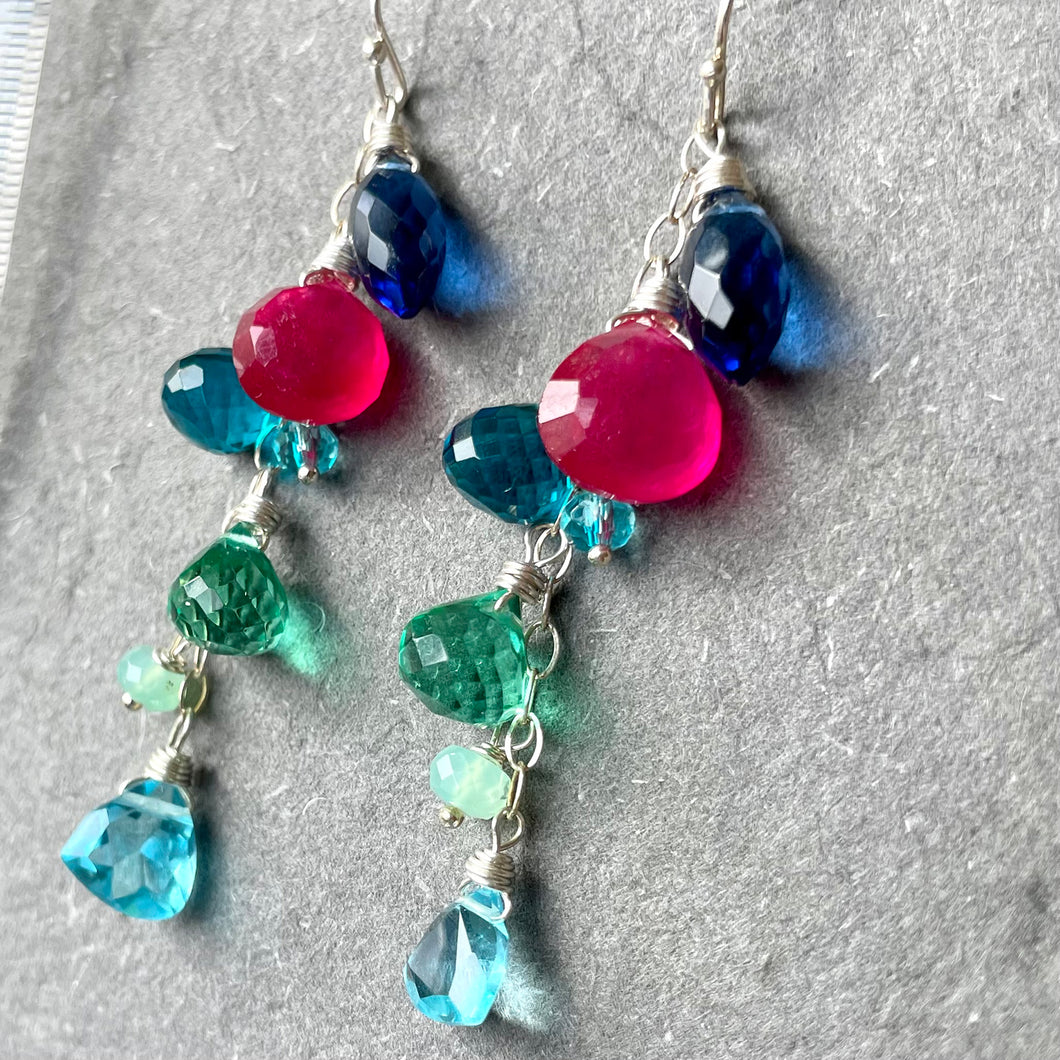 Colorful Day Cascade Earrings, metal options