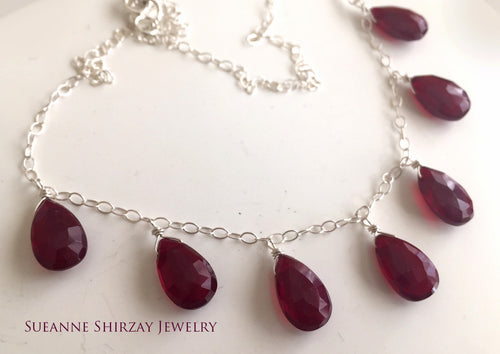 Contessa necklace- Deep Red, 7 stone