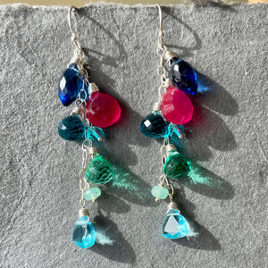 Colorful Day Cascade Earrings, metal options