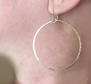 Deborah Hammered Hoop Earrings in 14K Gold Filled, Size: 50mm, 2", Metal choices