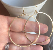 Load image into Gallery viewer, Deborah Hammered Hoop Earrings in 14K Gold Filled, Size: 50mm, 2&quot;, Metal choices
