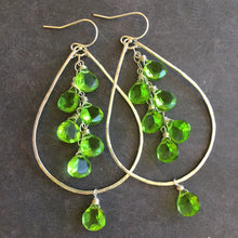 Load image into Gallery viewer, Peridot Quartz Sparkling Double Decker Hoops