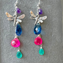 Load image into Gallery viewer, Dragonfly Sapphire Blue Multicolor Earrings