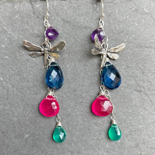 Load image into Gallery viewer, Dragonfly Sapphire Blue Multicolor Earrings