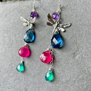 Dragonfly Sapphire Blue Multicolor Earrings