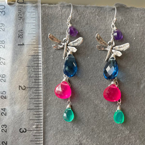 Dragonfly Sapphire Blue Multicolor Earrings