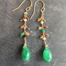 Load image into Gallery viewer, Emerald Dangle Earrings OOAK