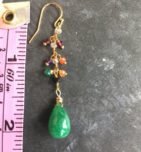 Emerald Dangle Earrings OOAK
