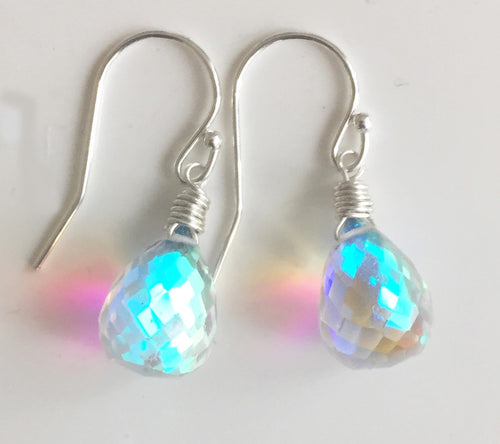 Fire Rainbow Moonstone Teardrop Dangles, metal choices