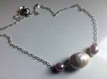 Load image into Gallery viewer, Baroque White and Pink Pearl Necklace, Sterling, Gold, or Rose Gold