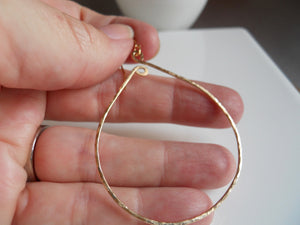 Inner Peace Hammered Hoop Earrings, Size LARGE Gold Filled