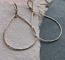 Load image into Gallery viewer, Inner Peace Hammered Hoop Earrings, Size LARGE Gold Filled