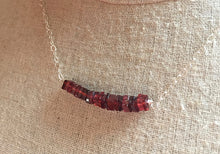 Load image into Gallery viewer, Garnet Heishi Bar Necklace, Metal options