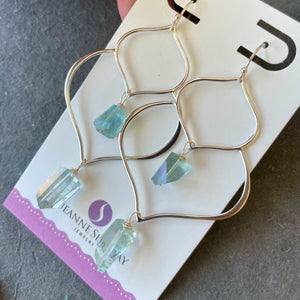 Lotus Aquamarine Chandelier earrings, OOAK