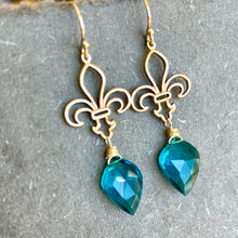 Load image into Gallery viewer, Paraiba Blue Fleur de lis Earrings