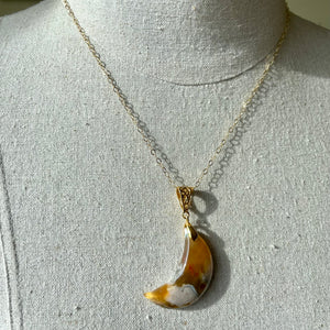 Moon Agate Necklace, White, Peach Cherry Blossom, OOAK