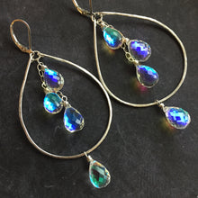 Load image into Gallery viewer, Fire Moonstone Double Decker Hoops, Sterling Silver
