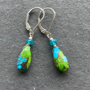 Copper Green and Blue Turquoise Dangles