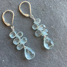 Load image into Gallery viewer, Aquamarine Leverback Cluster Earrings