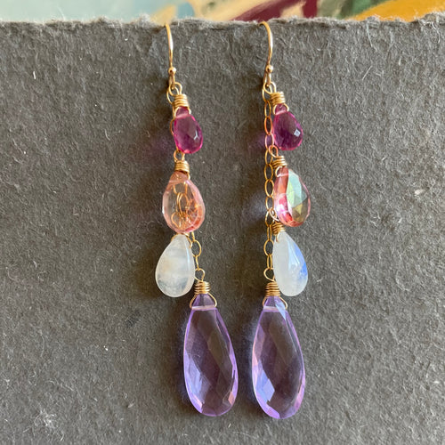Violeta Chalcedony and Moonstone Cascade Earrings