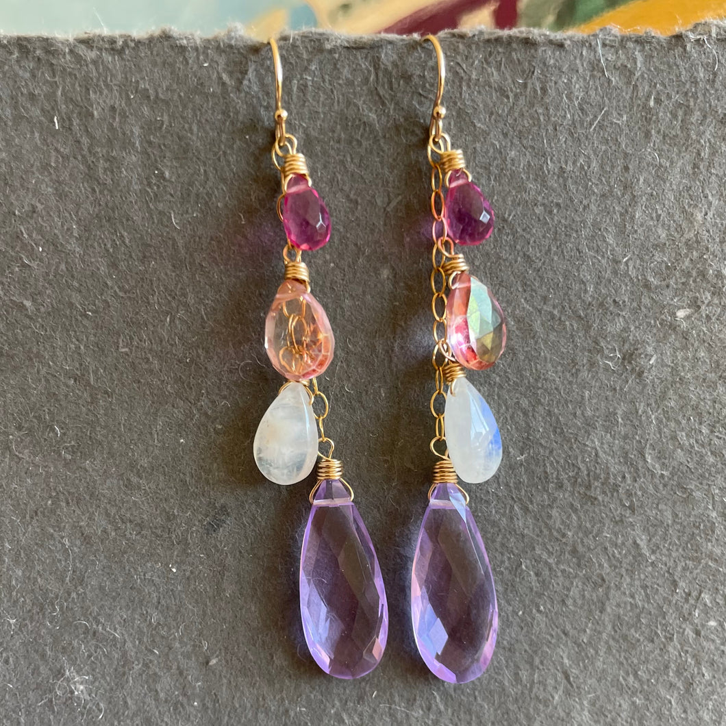 Violeta Chalcedony and Moonstone Cascade Earrings