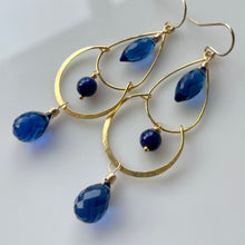 Load image into Gallery viewer, Cobalt Sapphire blue Double Hoops, metal choices