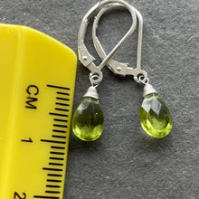 Load image into Gallery viewer, Peridot teenies with leverback earwires