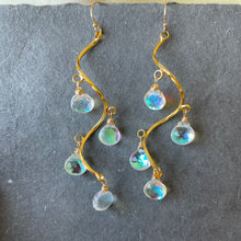 Load image into Gallery viewer, Spiral Fire Rainbow SILVER Moonstone SILVER VERSION dangles