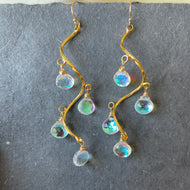 Spiral Fire Rainbow SILVER Moonstone SILVER VERSION dangles