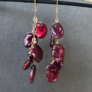 Pomegranate Splash Pearl Earrings