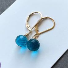 Load image into Gallery viewer, Paraiba Blue Onion Dangle Earrings, earwire and Metal Options