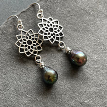 Load image into Gallery viewer, Freshwater Rainbow Pearl Flower Dangles