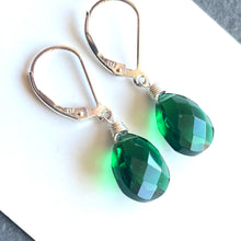 Load image into Gallery viewer, Emerald Green Pear Cut Earrings
