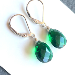 Emerald Green Pear Cut Earrings